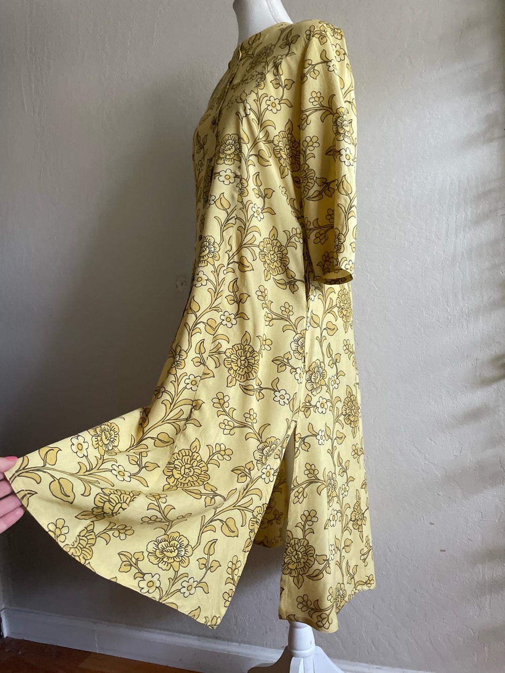 Pastel yellow floral tunic kurta dress - Picture 7 of 11